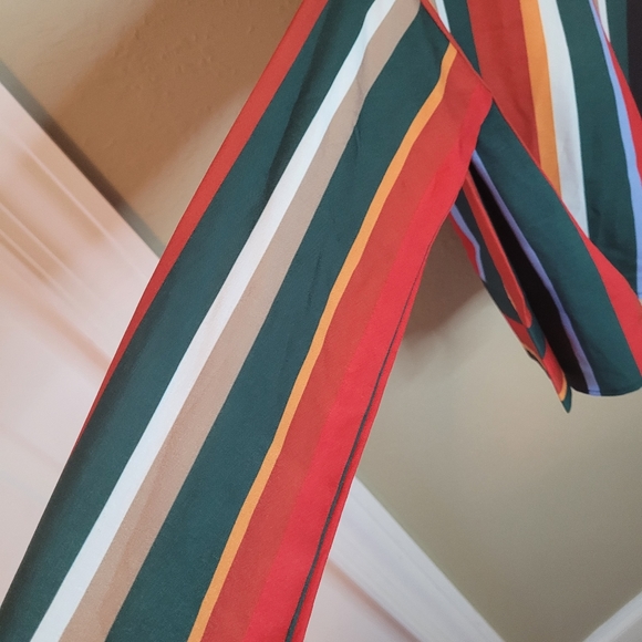 Muriell's Closet blue, red, green, gold, and white striped blouse. Size … - Picture 7 of 12